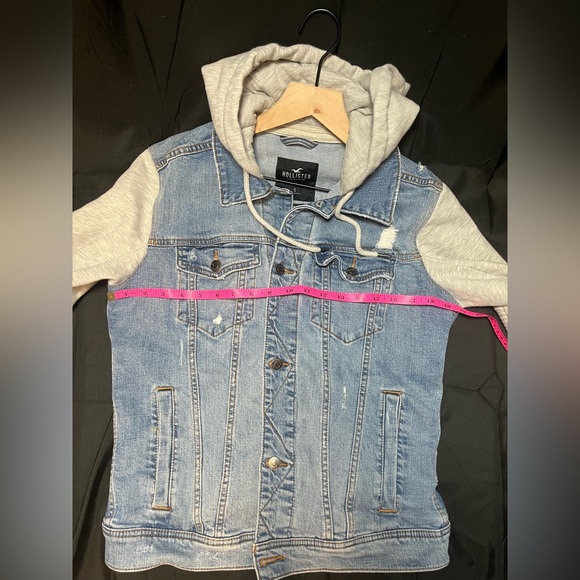 Hollister Epic Flex Denim Hooded Sweatshirt Unisex - Picture 13 of 15